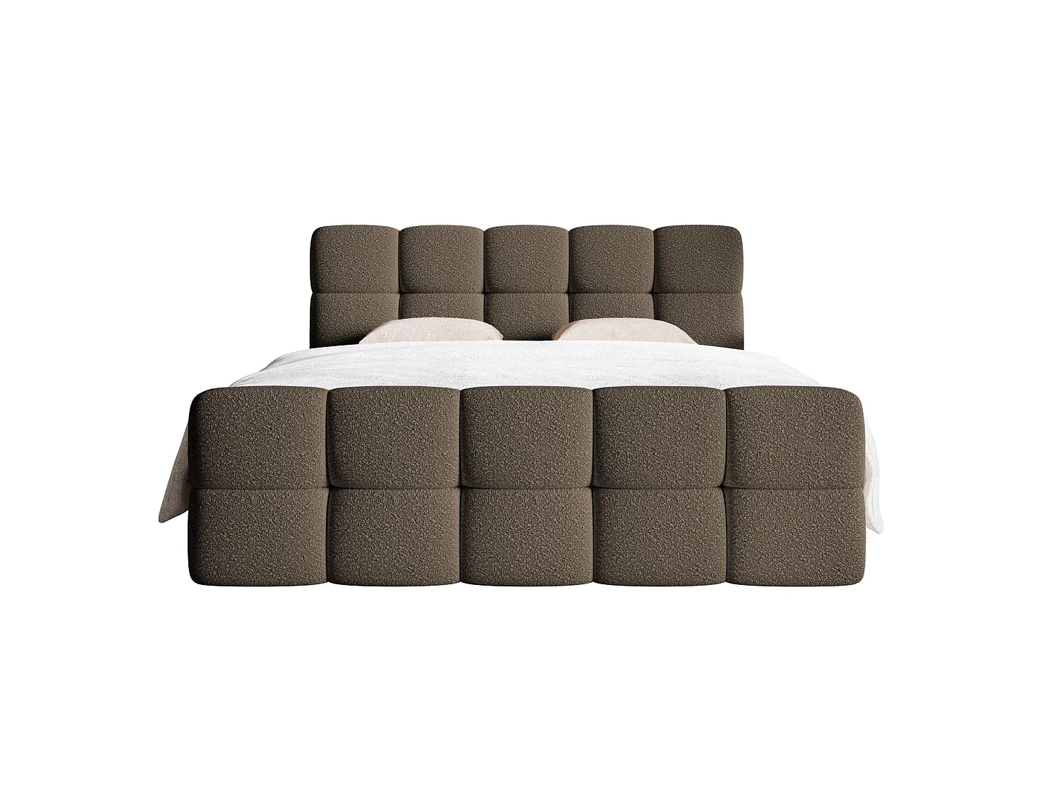Continentaal bed - 140x200 cm - in bruine badstof - CLOUDY