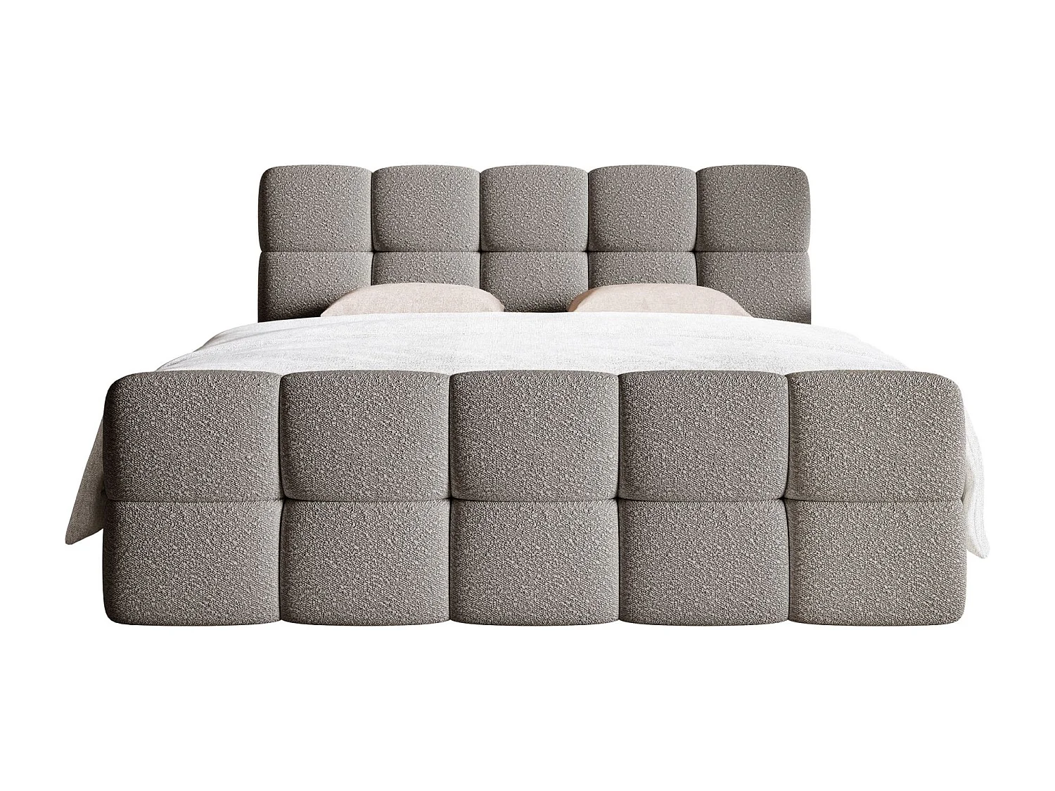 Lit continental - 180x200 cm - en bouclette gris - CLOUDY