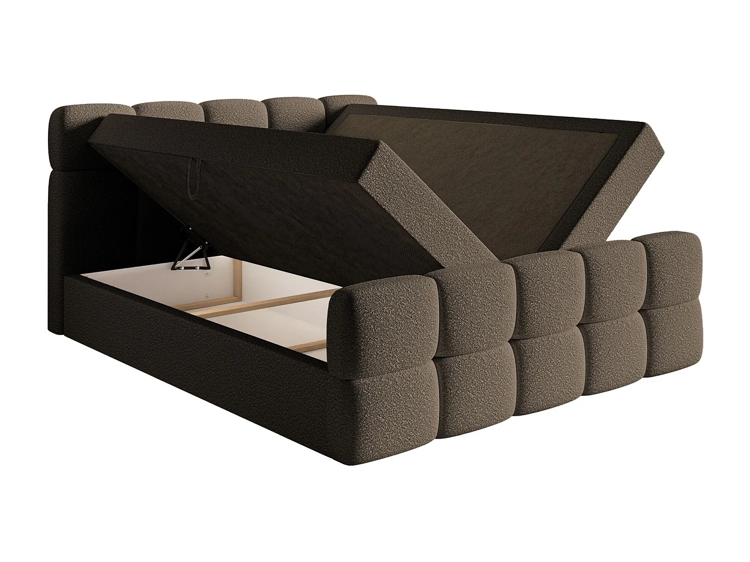 Lit continental - 160x200 cm - en bouclette brun - CLOUDY