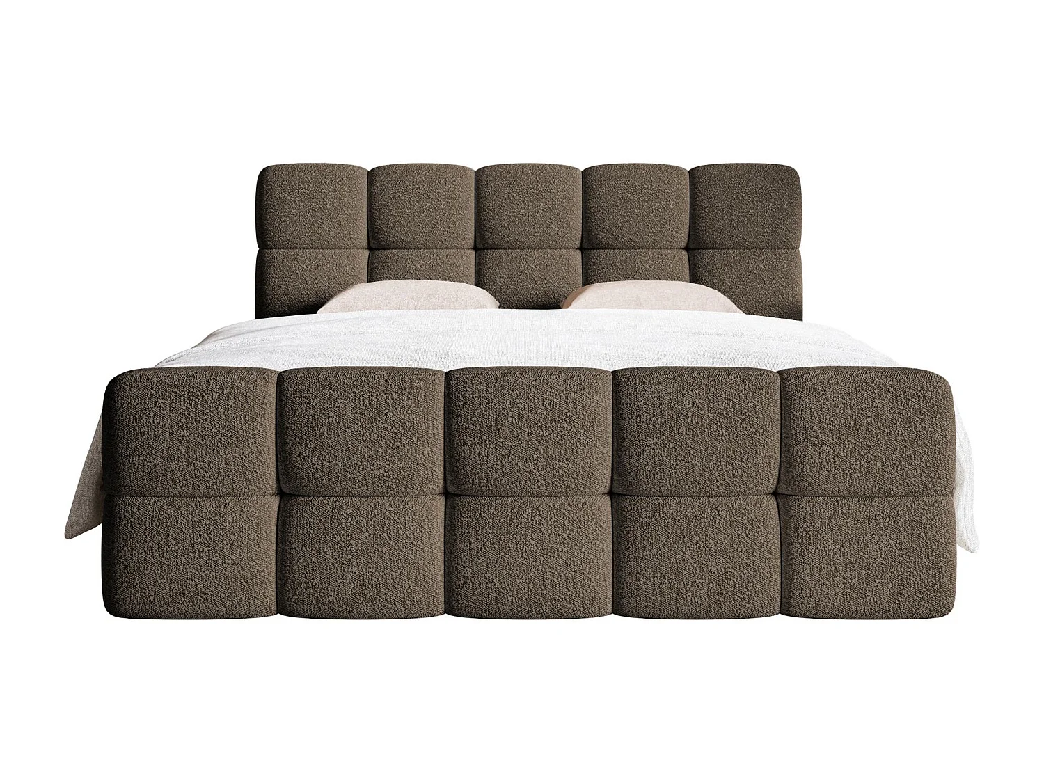 Lit continental - 160x200 cm - en bouclette brun - CLOUDY