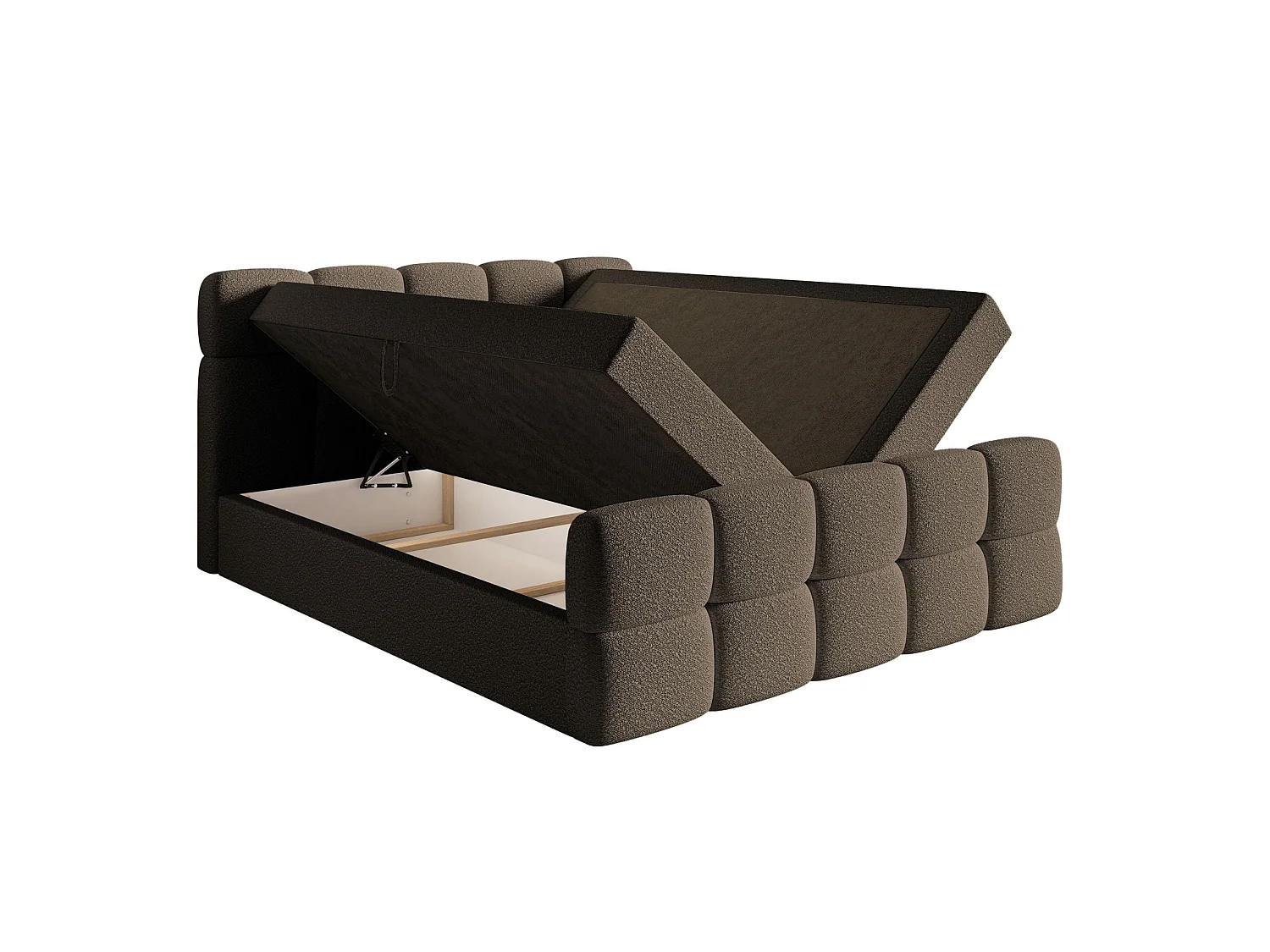 Lit continental - 160x200 cm - en bouclette brun - CLOUDY