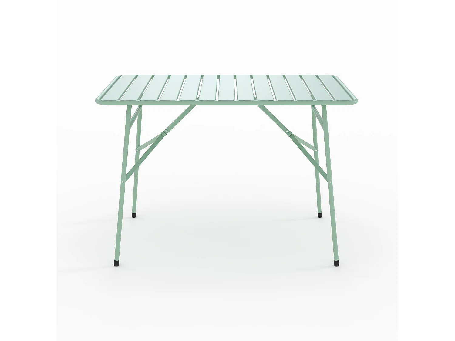 Table de jardin pliante en métal vert clair 4 personnes - Yumi