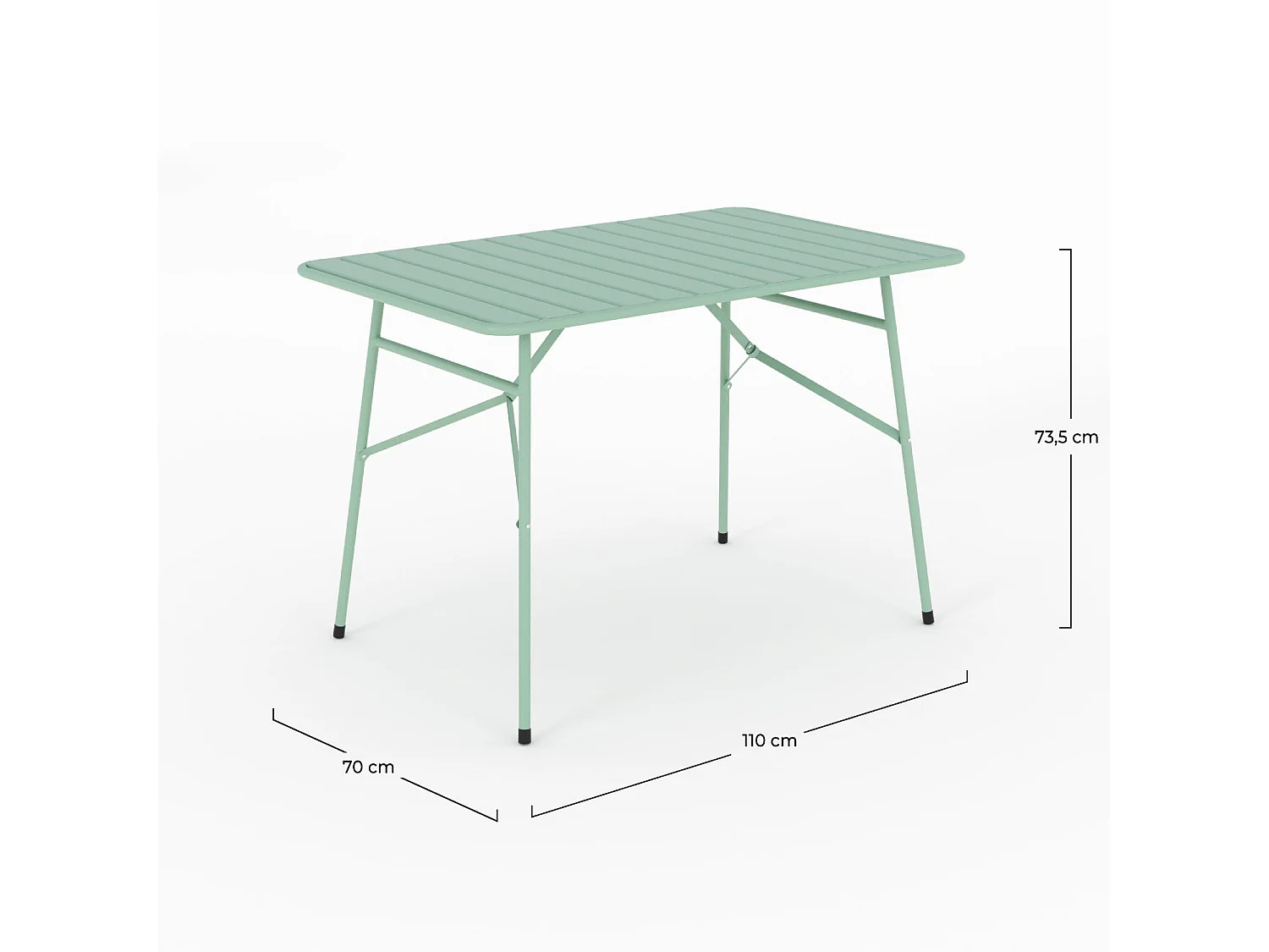 Mesa de jardín de metal verde claro plegable para 4 personas - Yumi