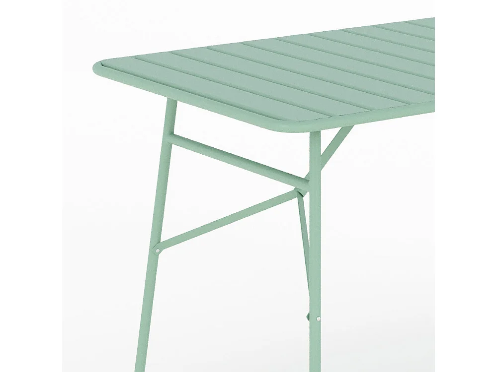 Mesa de jardín de metal verde claro plegable para 4 personas - Yumi