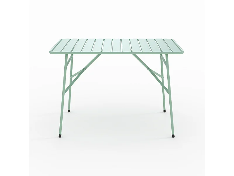 Table de jardin pliante en métal vert clair 4 personnes - Yumi