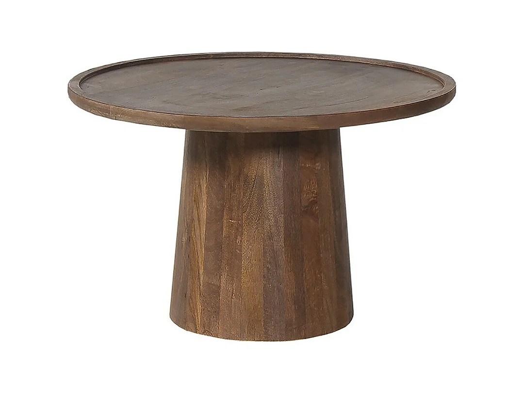 Table basse ronde en bois massif collection JAKARTA - Style ethnique et design - Diamètre 65cm