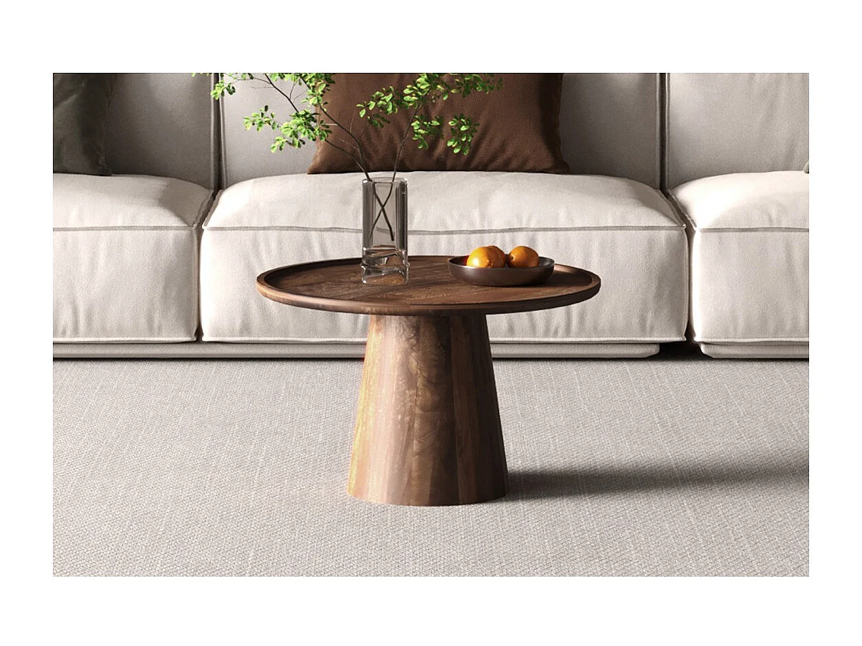 Table basse ronde en bois massif collection JAKARTA - Style ethnique et design - Diamètre 65cm