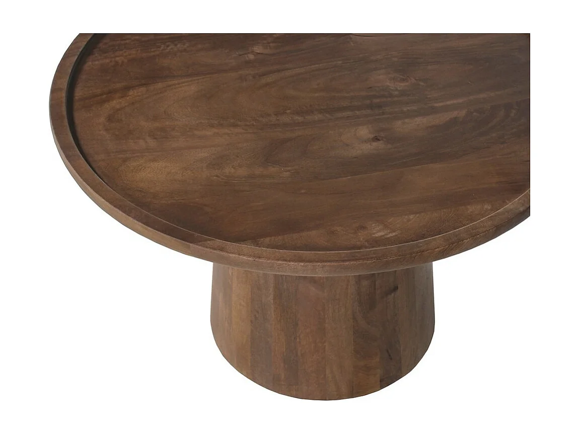Table basse ronde en bois massif collection JAKARTA - Style ethnique et design - Diamètre 65cm
