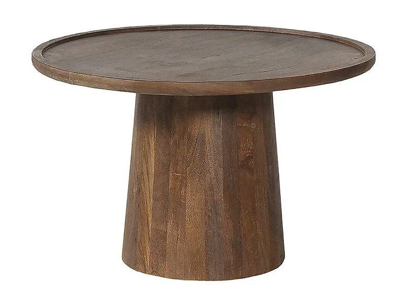 Table basse ronde en bois massif collection JAKARTA - Style ethnique et design - Diamètre 65cm