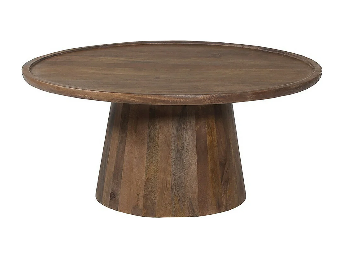 Table basse ronde en bois massif collection JAKARTA - Style ethnique et design - Diamètre 80cm