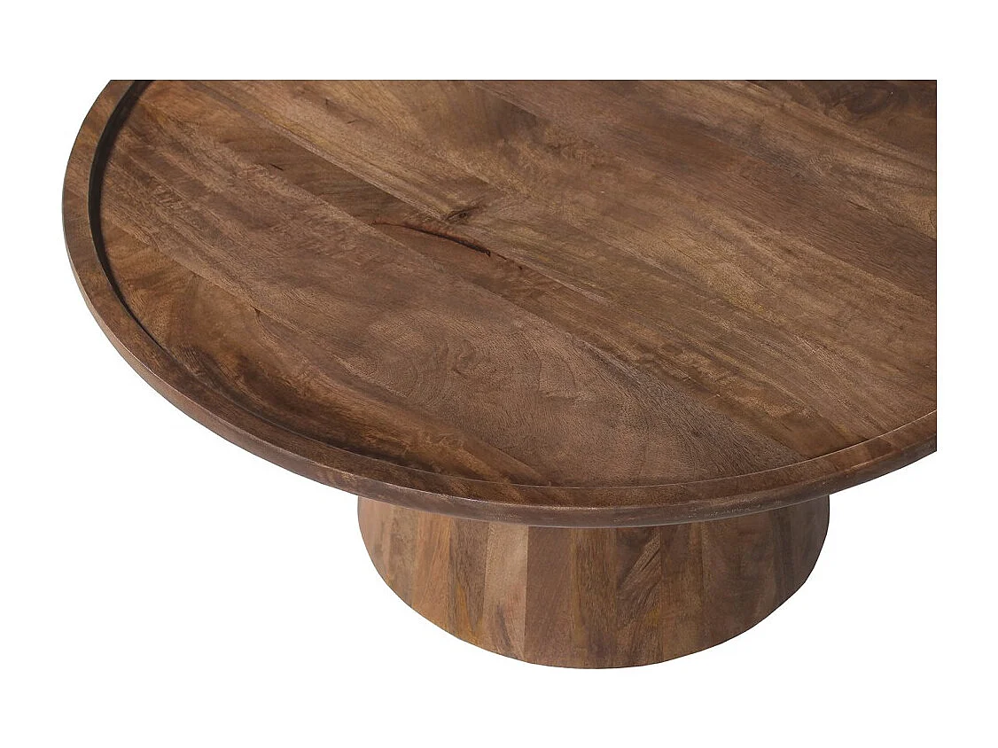 Table basse ronde en bois massif collection JAKARTA - Style ethnique et design - Diamètre 80cm