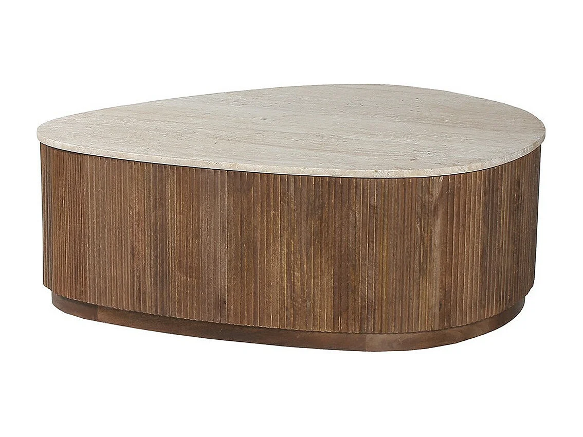 Mesa baja de madera maciza colección DELHI 100cm - Estilo étnico y diseño