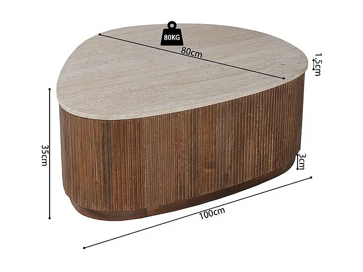 Mesa baja de madera maciza colección DELHI 100cm - Estilo étnico y diseño