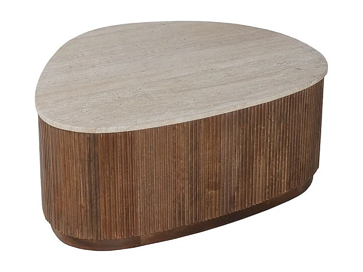 Mesa baja de madera maciza colección DELHI 100cm - Estilo étnico y diseño