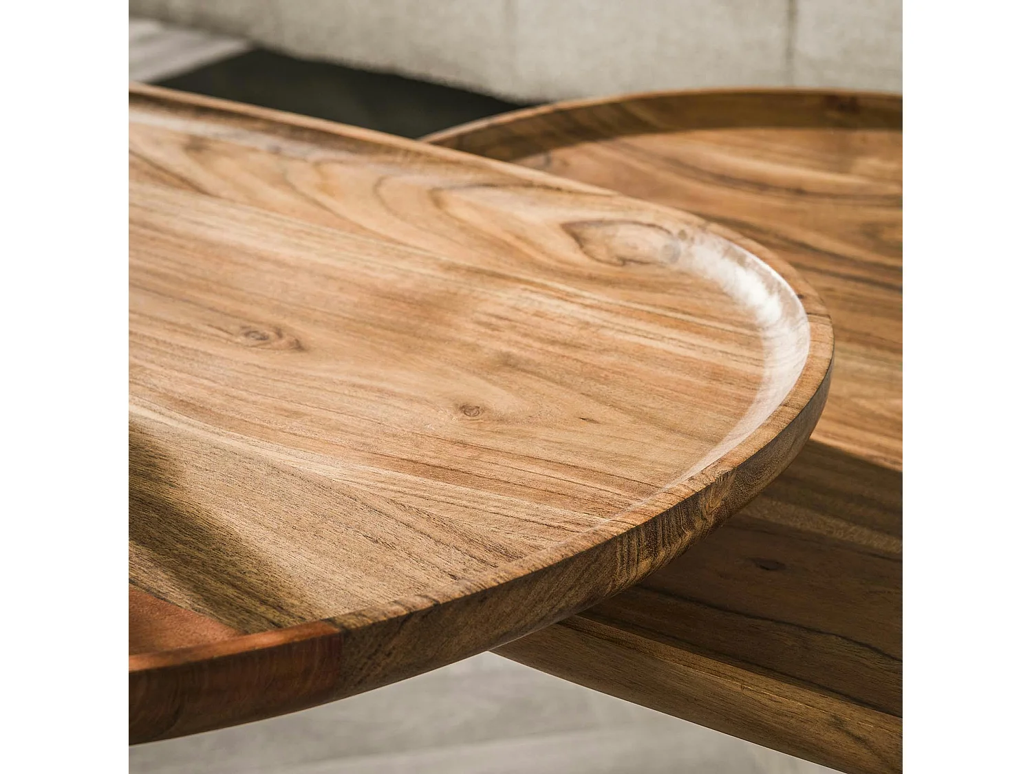 Table de salon gigogne à bords hauts en bois d'acacia (lot de 2) MELBOURNE