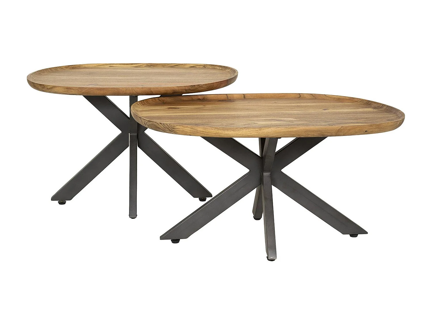 Table de salon gigogne à bords hauts en bois d'acacia (lot de 2) MELBOURNE