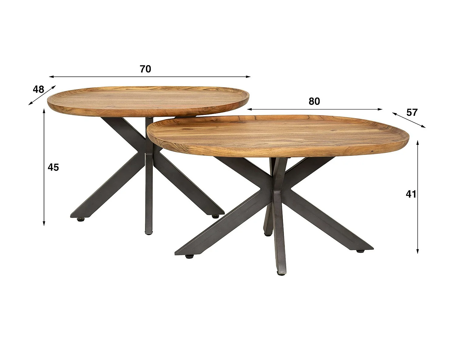 Table de salon gigogne à bords hauts en bois d'acacia (lot de 2) MELBOURNE