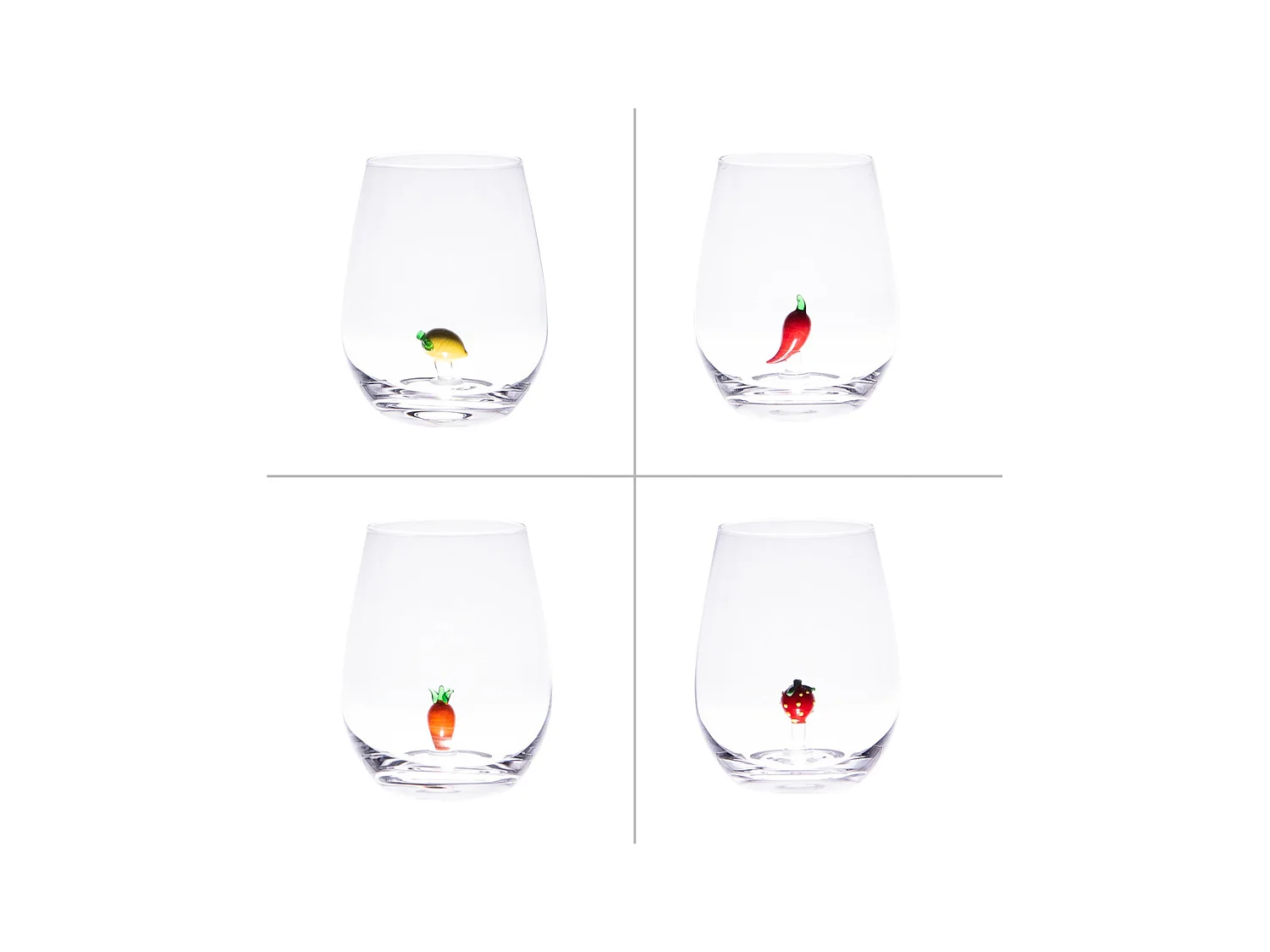 Verre Fantaisie fruits et légumes (lot de 4)