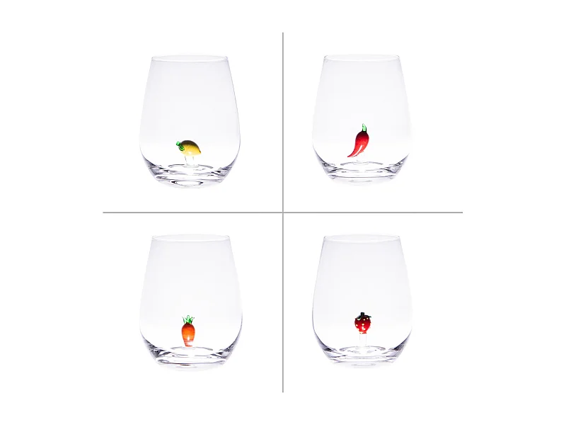 Verre Fantaisie fruits et légumes (lot de 4)