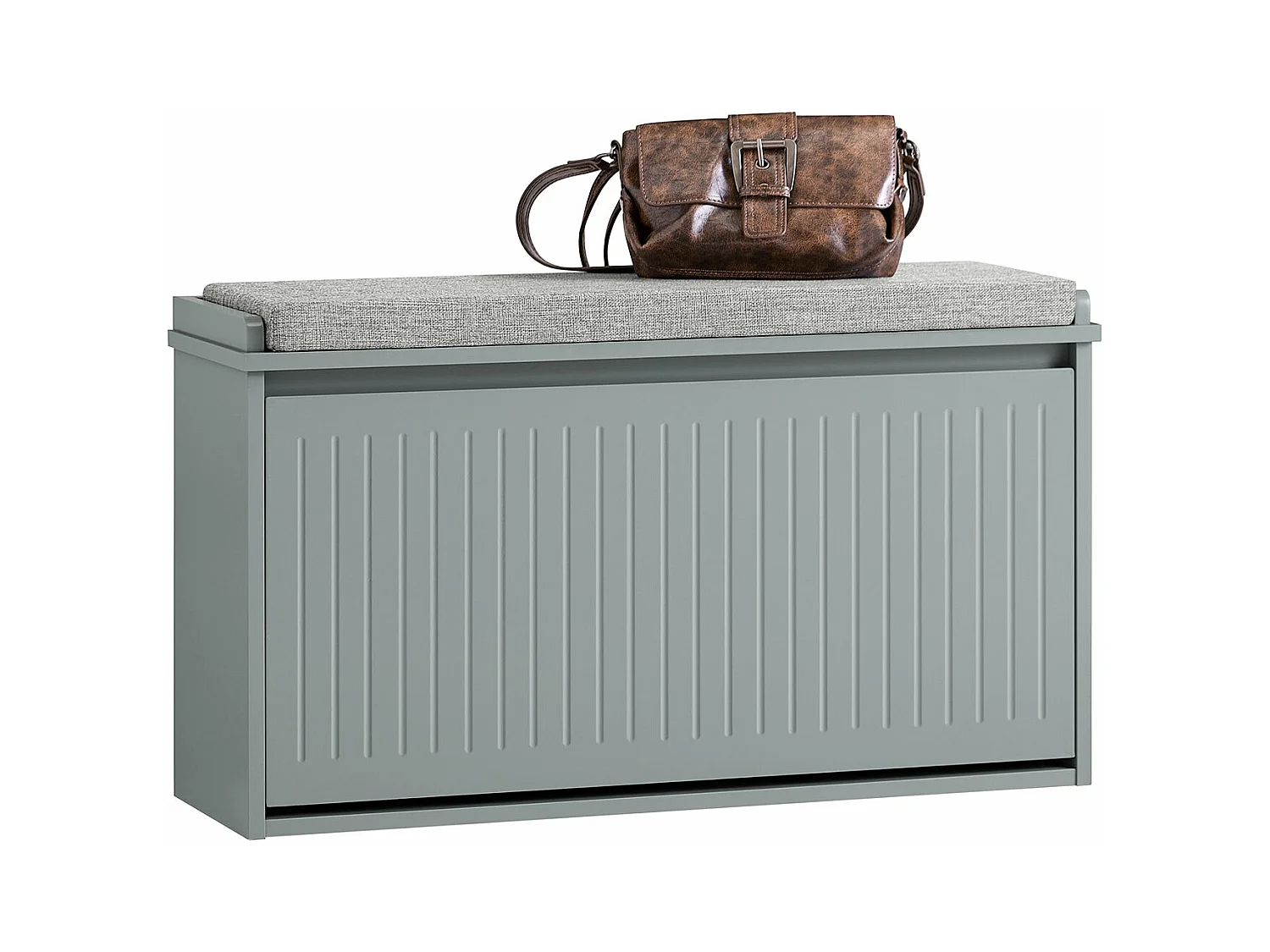 SoBuy FSR98-L-HG Banc à Chaussures, Meuble à Chaussures, Meuble d'entrée, avec Assise Coussin Rembourré et Abattant | Prévente