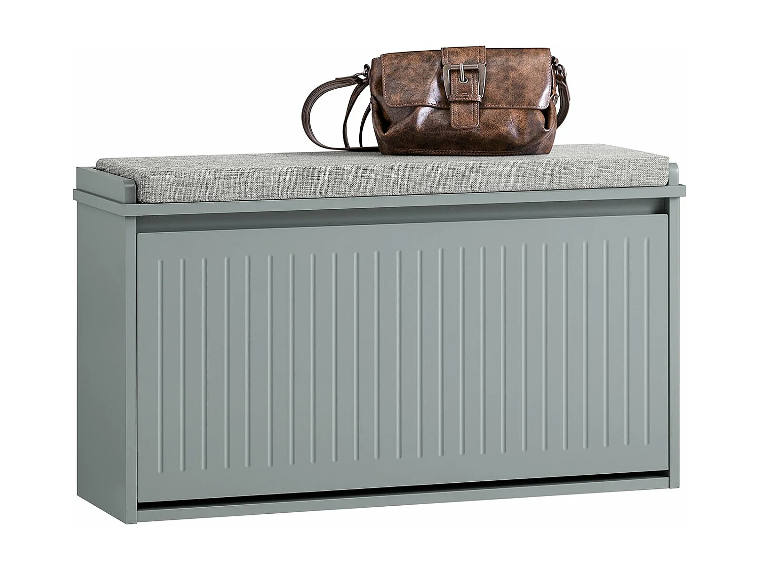 SoBuy FSR98-L-HG Banc à Chaussures, Meuble à Chaussures, Meuble d'entrée, avec Assise Coussin Rembourré et Abattant | Prévente