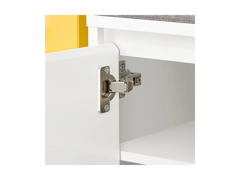 SoBuy FSR172-W Banc de Rangement à Chaussure, Meuble à Chaussures pour Enfants, avec 2 Coussins, 2Portes et 1 Tiroir