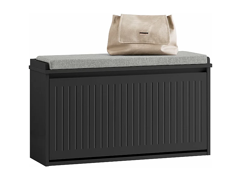 SoBuy FSR98-L-SCH Schoenenkast Schoenenkast met klep Schoenbank met zitkussen Schoencommode Zitbank lichtgrijs BHT ca. 80x45x26cm