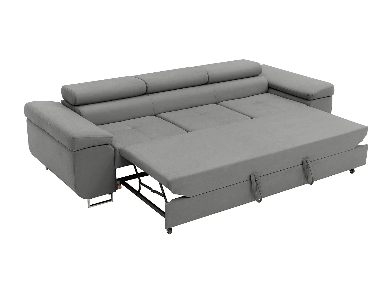 Canapé convertible 2 places en tissu gris 70x263x102 cm