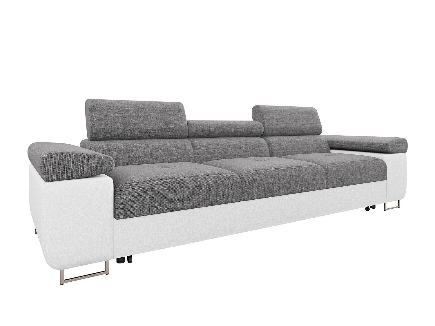 Canapé convertible 2 places en tissu gris 70x263x102 cm