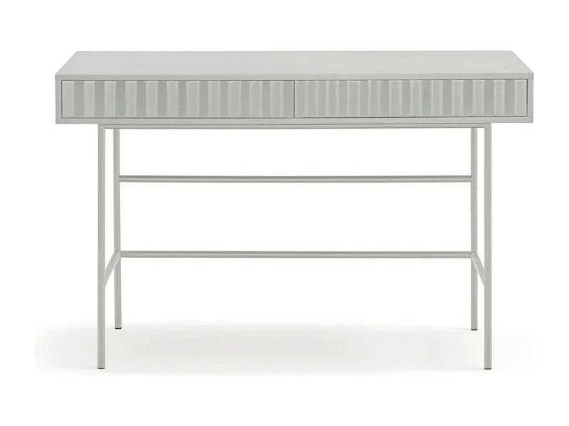 Sierra - Bureau 2 tiroirs en bois et métal L120cm - Gris clair