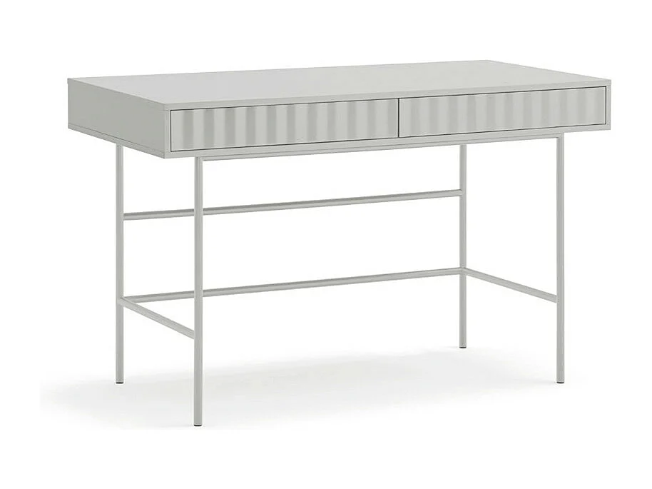 Sierra - Bureau 2 tiroirs en bois et métal L120cm - Gris clair