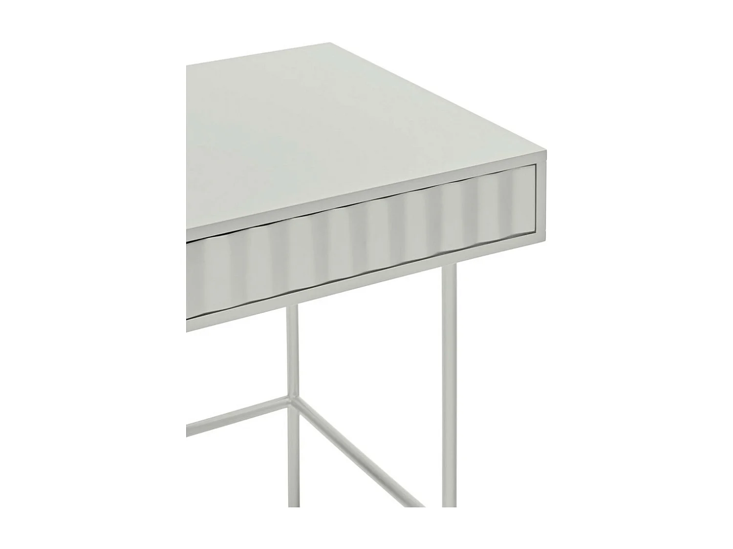Sierra - Bureau 2 tiroirs en bois et métal L120cm - Gris clair