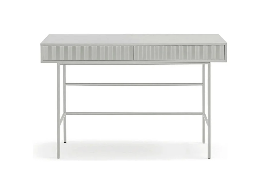Sierra - Bureau 2 tiroirs en bois et métal L120cm - Gris clair