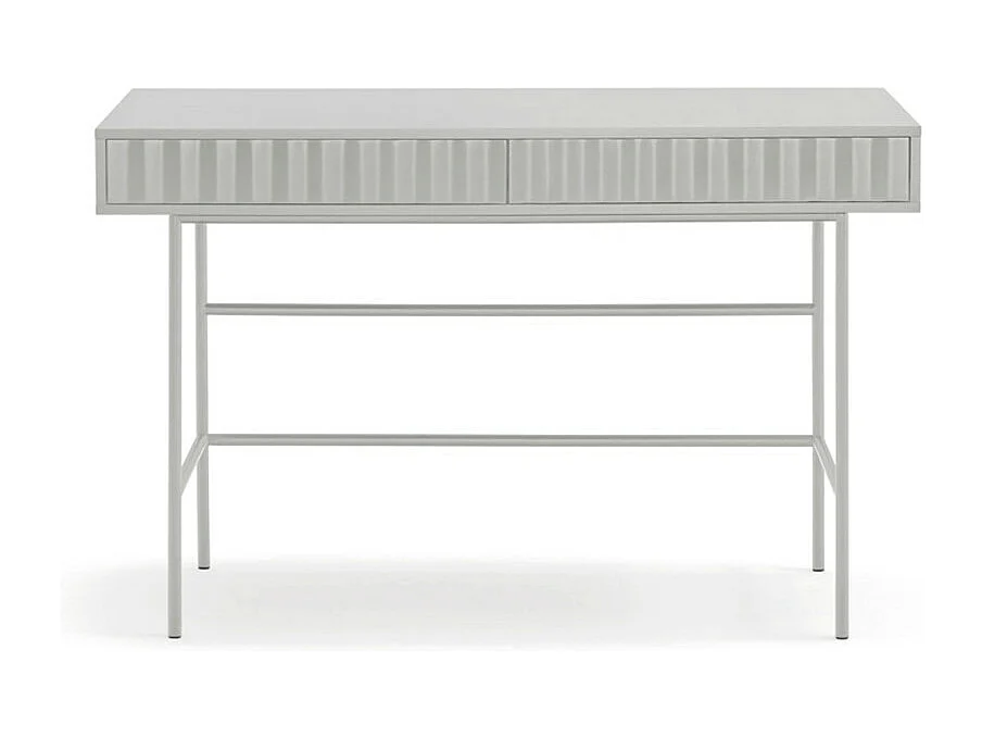 Sierra - Bureau 2 tiroirs en bois et métal L120cm - Gris clair