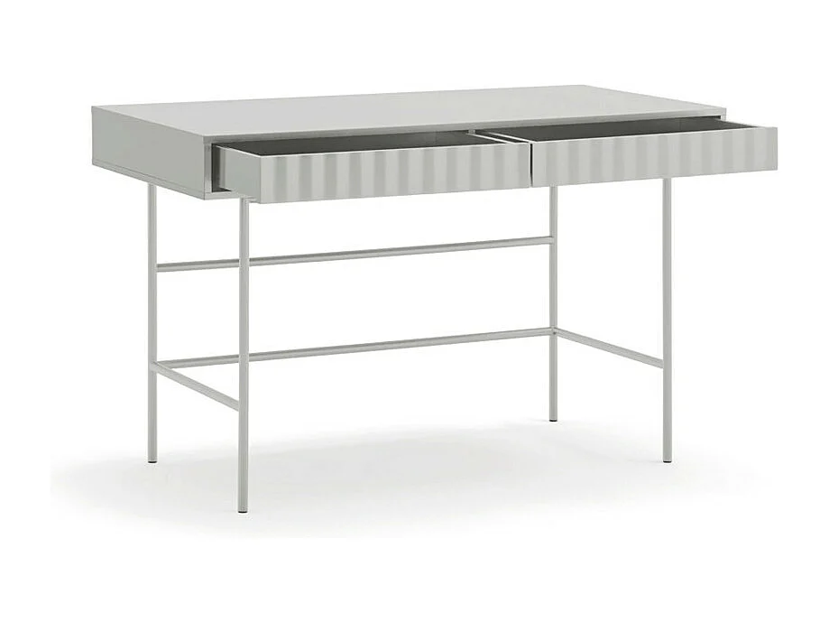 Sierra - Bureau 2 tiroirs en bois et métal L120cm - Gris clair