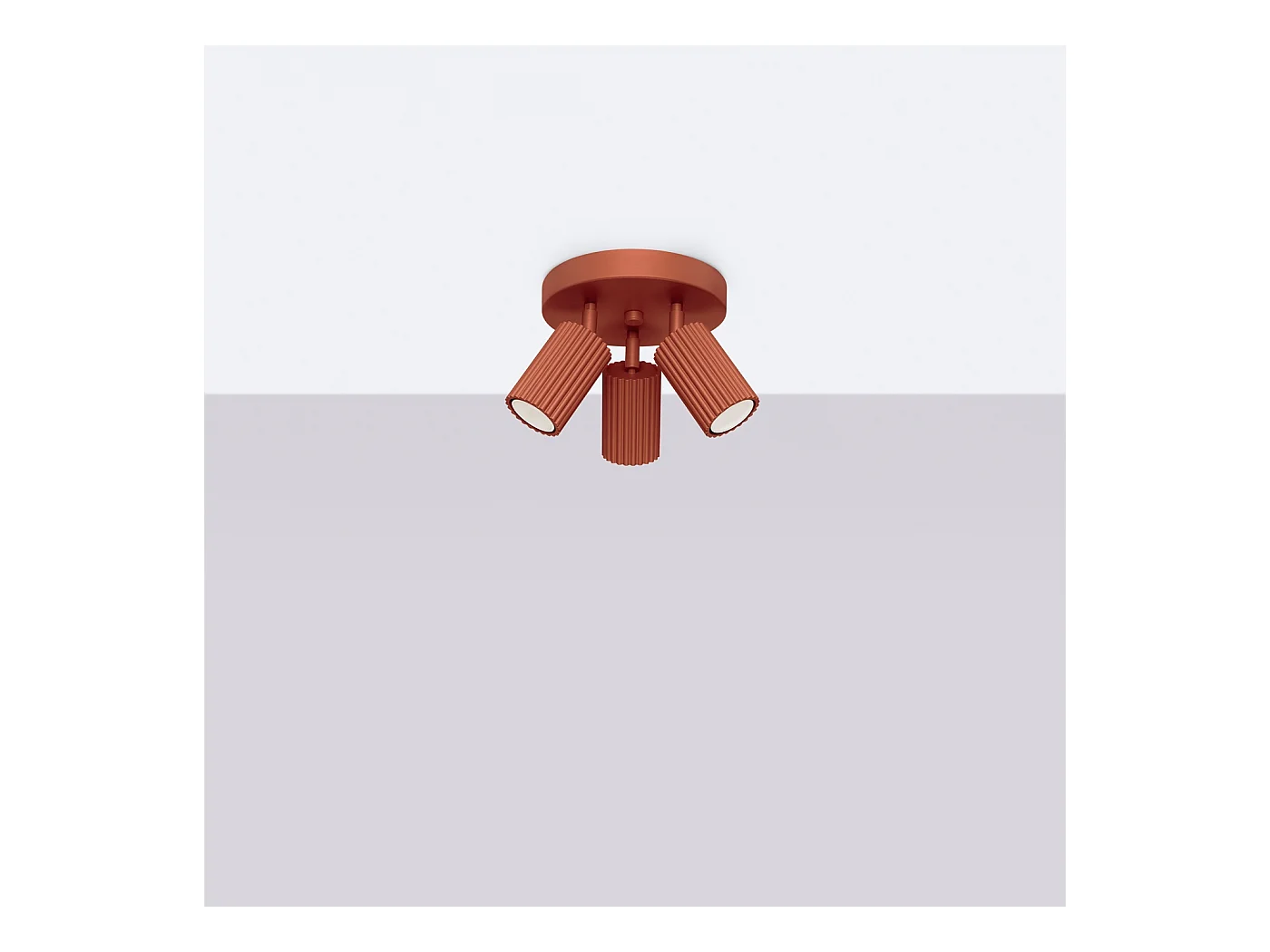 Plafonnier Karbon Minimaliste En Aluminium - 3 Sources Lumineuses - L.19,5 X H.18 Cm - Ocre Rouge
