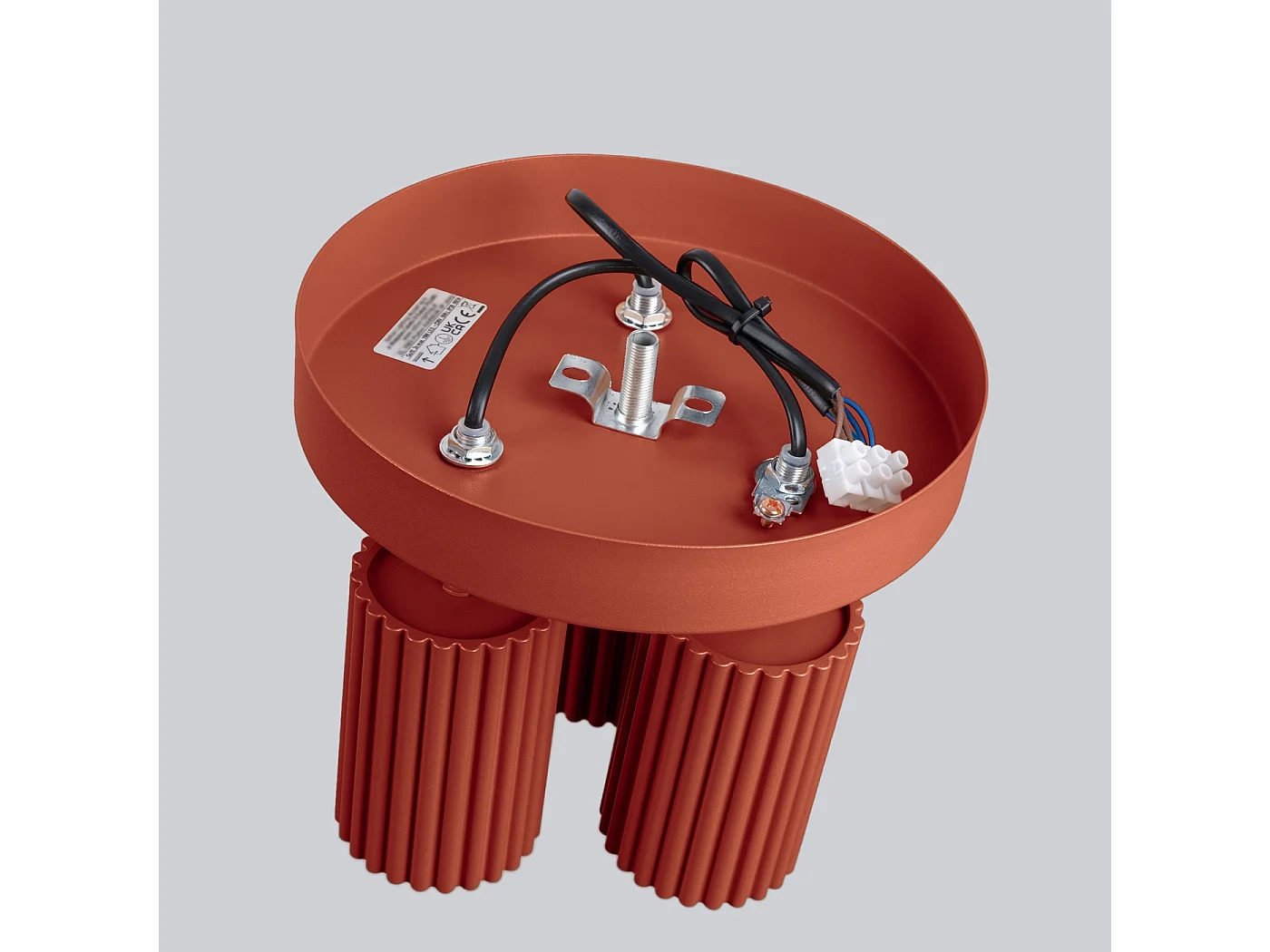 Plafonnier Karbon Minimaliste En Aluminium - 3 Sources Lumineuses - L.19,5 X H.18 Cm - Ocre Rouge