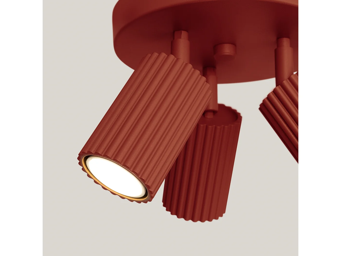 Plafonnier Karbon Minimaliste En Aluminium - 3 Sources Lumineuses - L.19,5 X H.18 Cm - Ocre Rouge
