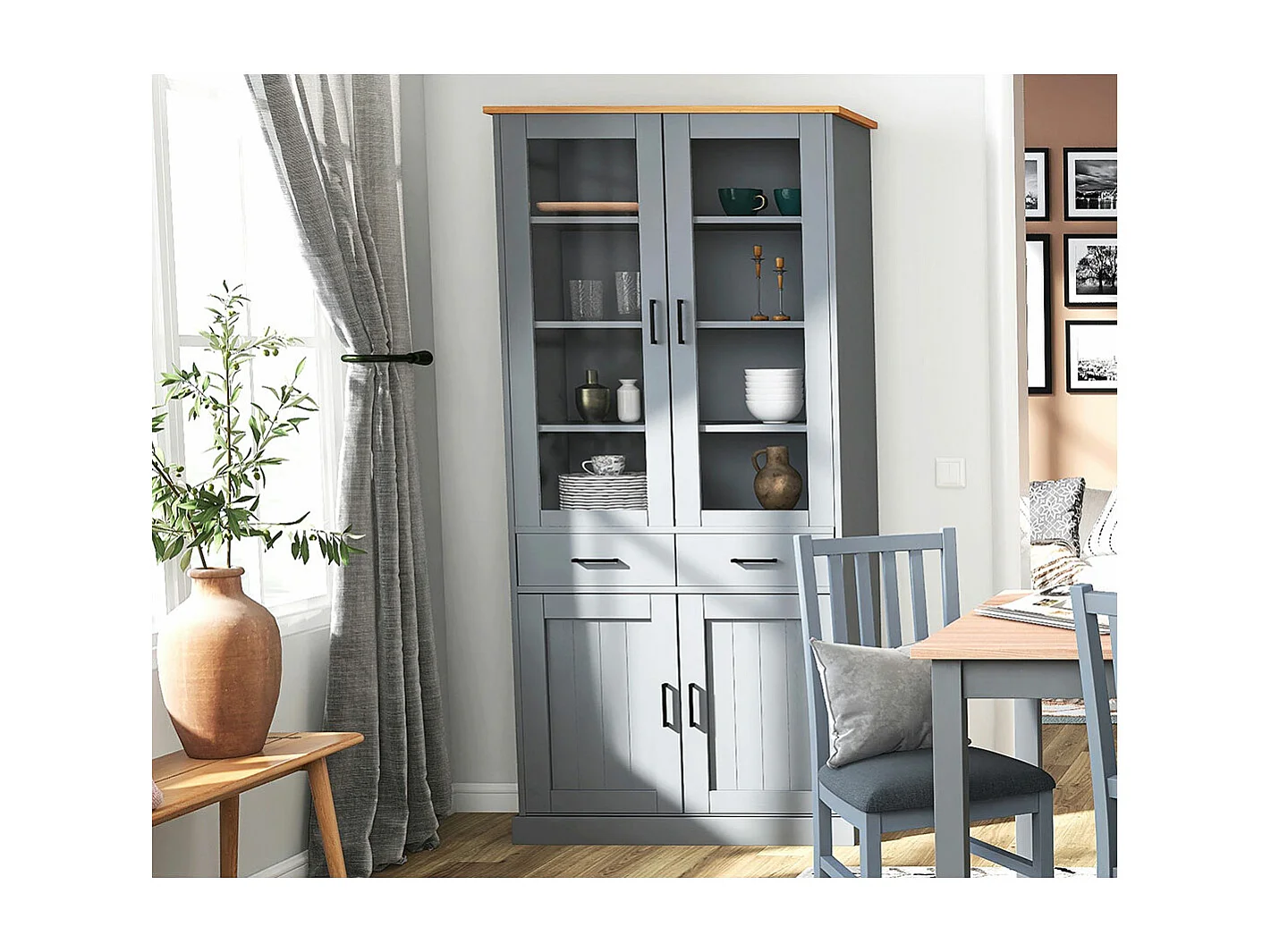 Forenzo citrine 4 portes, 2 tiroirs gris, naturel.