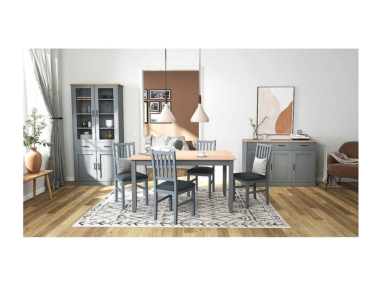 Forenzo citrine 4 portes, 2 tiroirs gris, naturel.