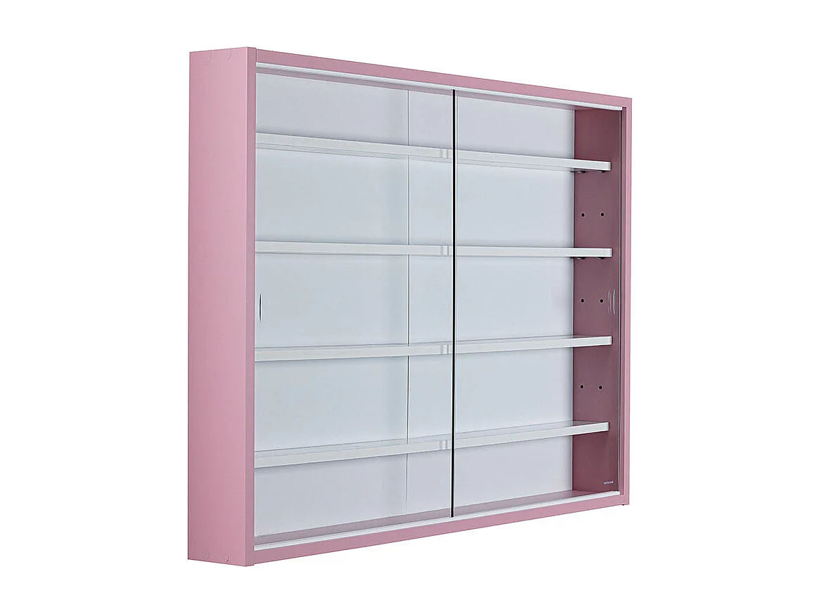 Pinkruby vitrinekast vitrinekast, 2 schuifdeuren roze, wit.