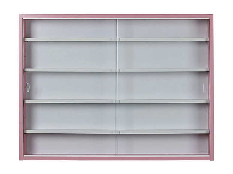 Pinkruby citrine vitrine, 2 portes coulissantes rose, blanc.