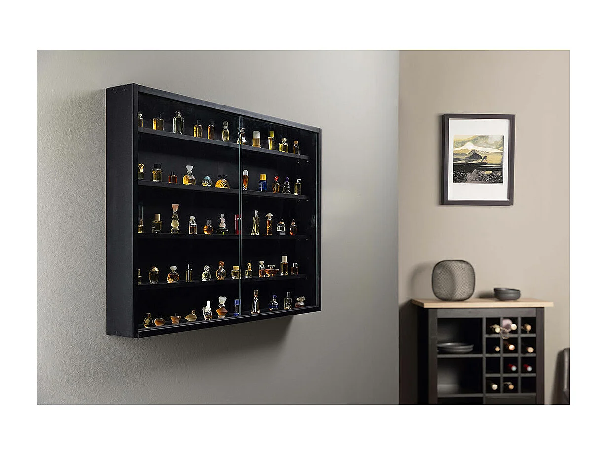 Blacklava citrine vitrine, 2 portes coulissantes noir.