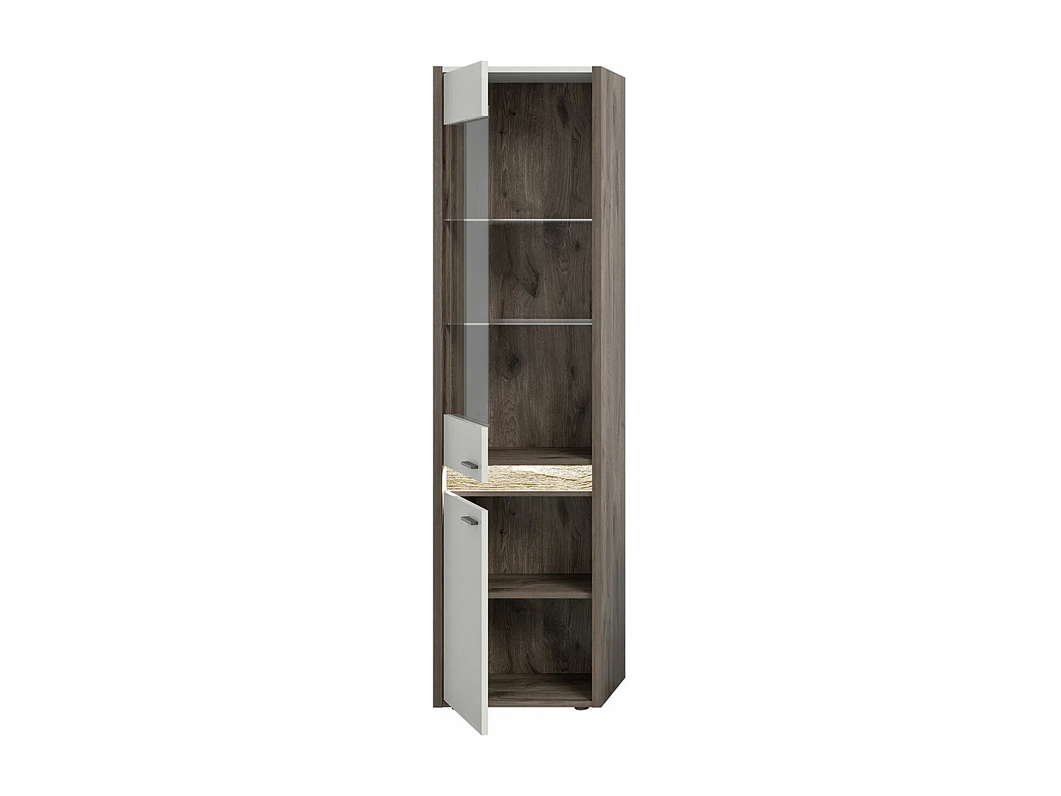 Falcona citrine 2 portes avec éclairage LED gris clair.