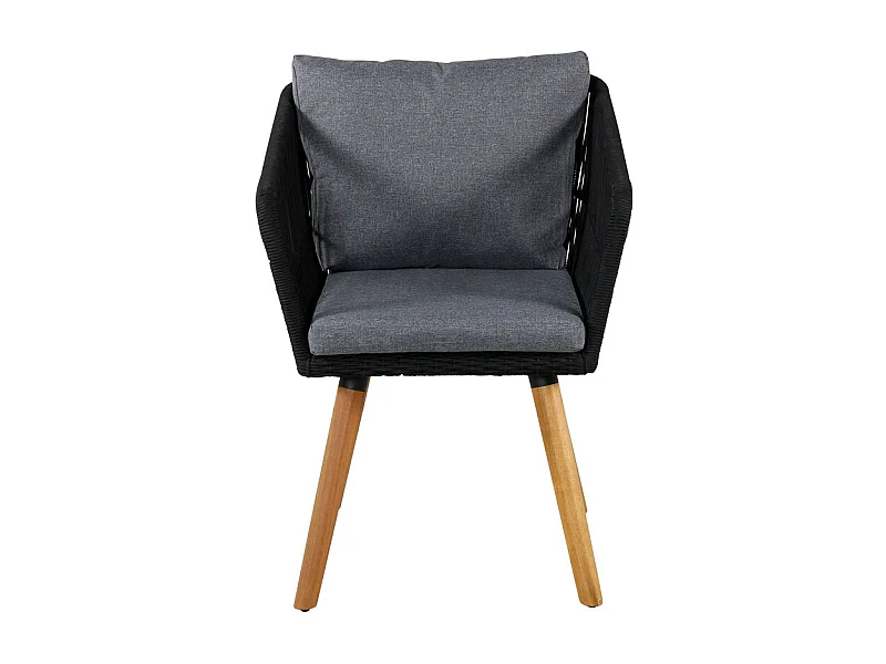 Chania tuinstoel met armleuningen incl. kussen acacia, zwart.