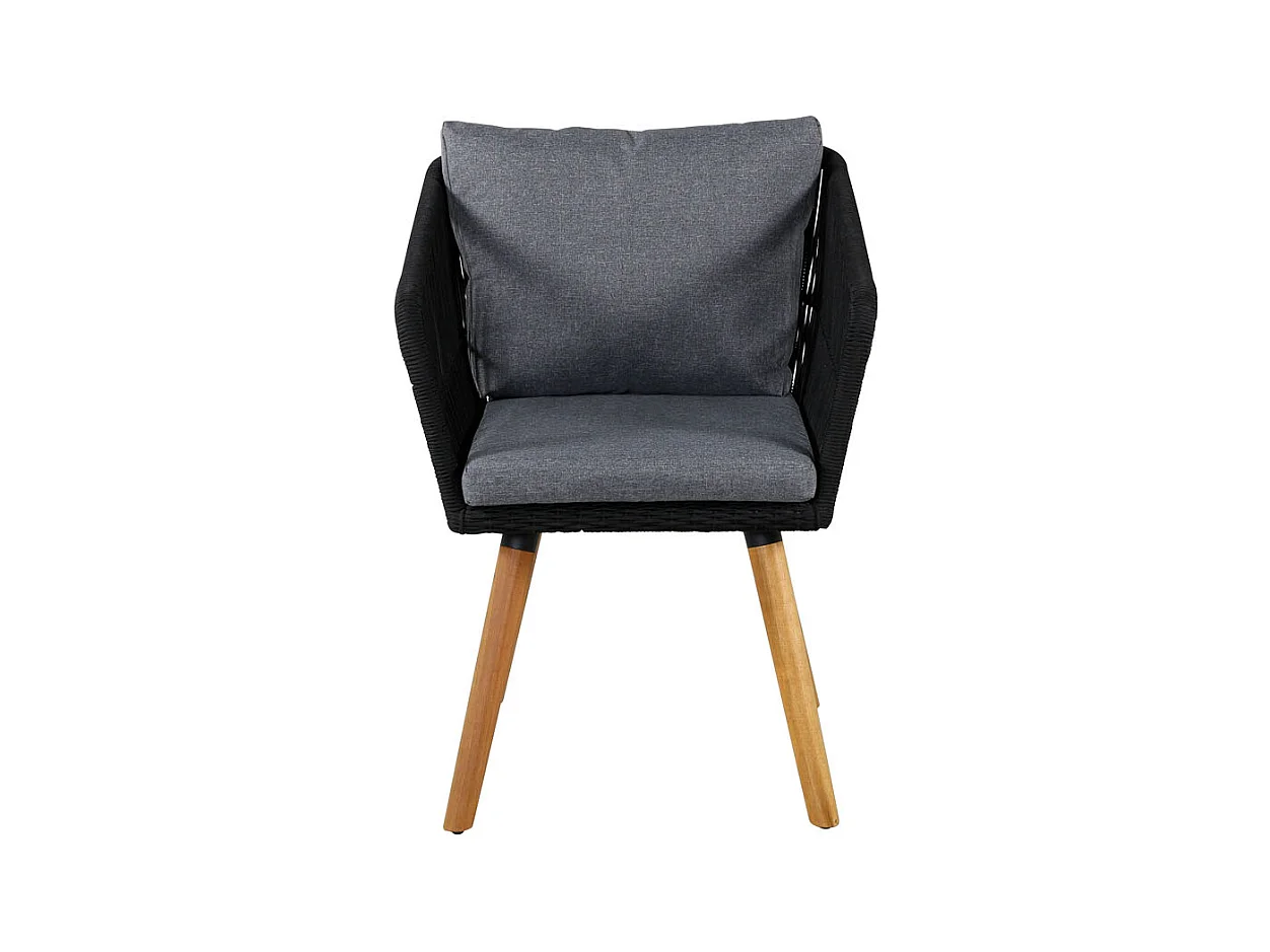 Chania Chaise de jardin avec accoudoirs avec Coussin Acacia, noir.