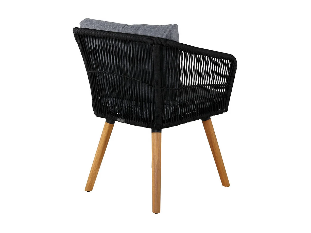 Chania Chaise de jardin avec accoudoirs avec Coussin Acacia, noir.