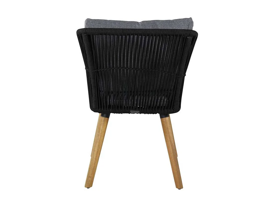 Chania Chaise de jardin avec accoudoirs avec Coussin Acacia, noir.