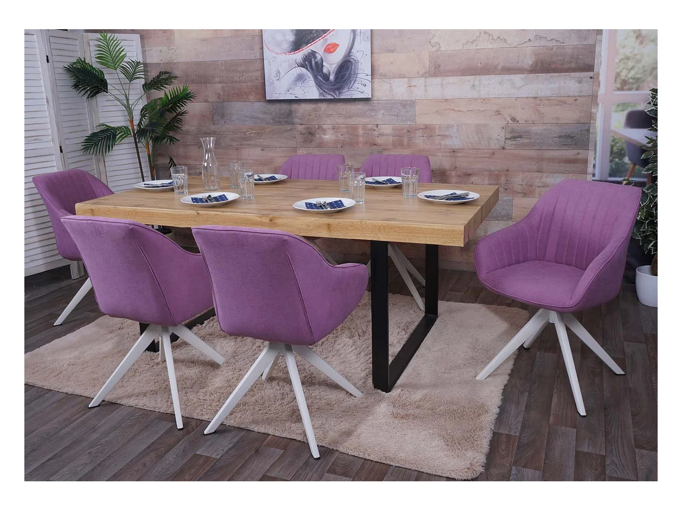 Eetkamerstoel MCW-K27 (set van 6),  paars