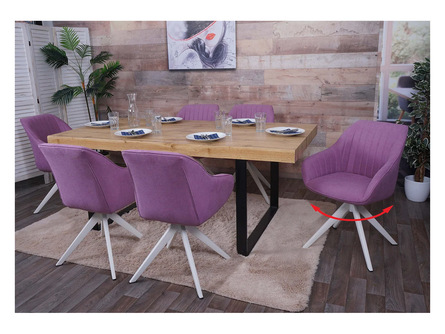 Eetkamerstoel MCW-K27 (set van 6),  paars